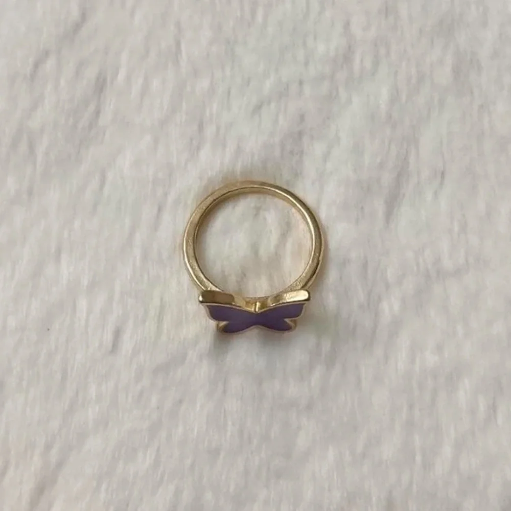 5/$15 🩷 MUST BUNDLE Gold Butterfly Ring with Purple Enamel